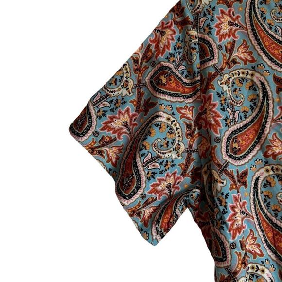 Women's Paisley Print Maxi Dress V-Neck‎ Short Sleeve Boho Summer - Picture 4 of 4